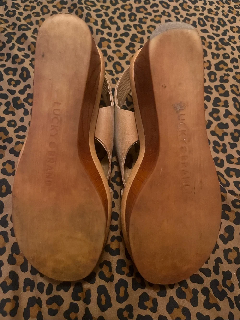 Lucky Brand Women's Crisscross Slingback Wedge Sandals in Light Tan
